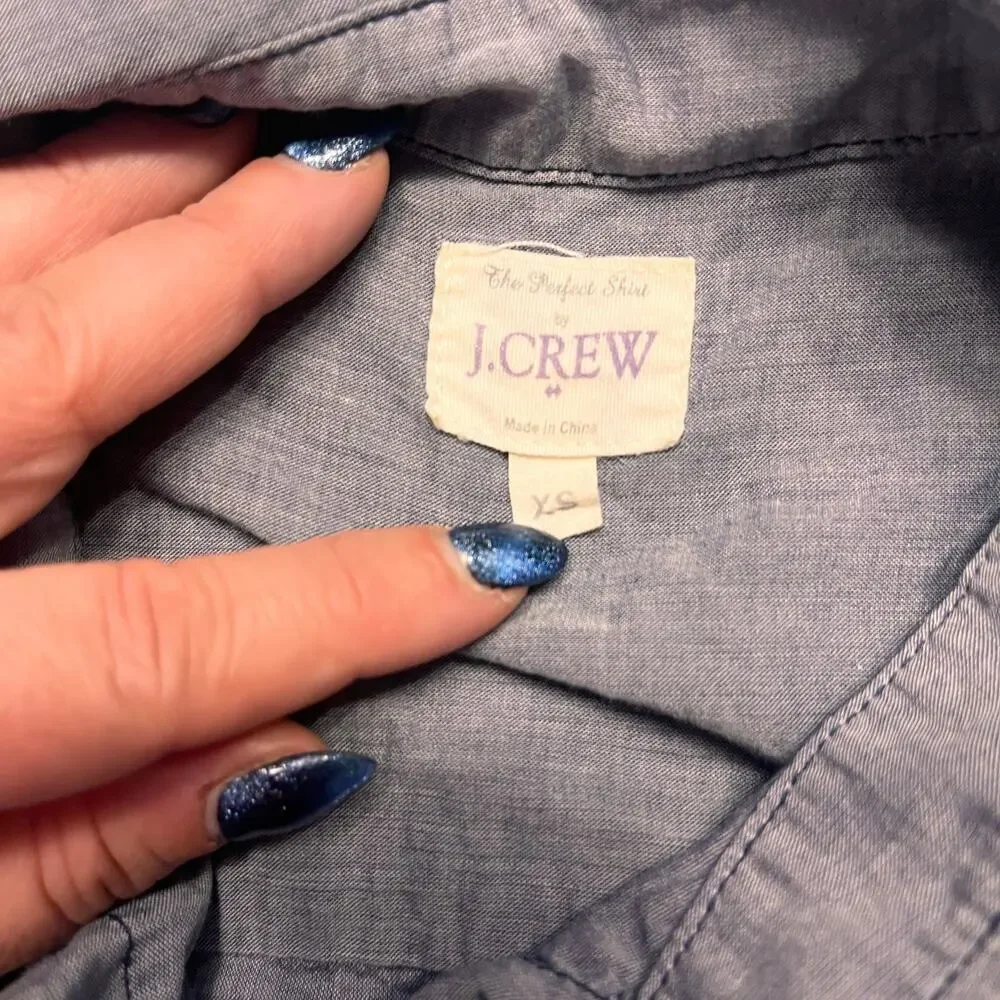 J. Crew Gray Roll-tab Long Sleeve Button Down Shirt Size XS